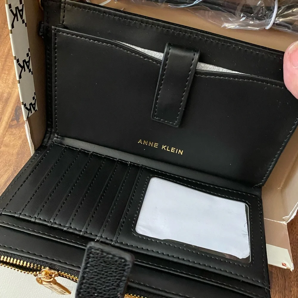 Anne Klein Black Boxed Crystal Horsebit Wristlet - Picture 4 of 5